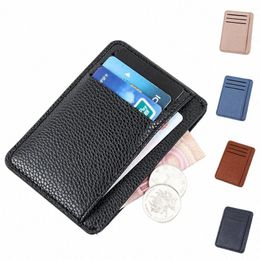 slim Wallet Purse PU Leather Women Men Card Holder Unisex Zipper Busin Card Case Credit Mini Bank Cards Holder Gift Wallet 50wM#