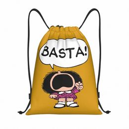 mafalda Basta Drawstring Backpack Bags Men Women Lightweight Quino Argentina Carto Gym Sports Sackpack Sacks for Traveling A5Rn#