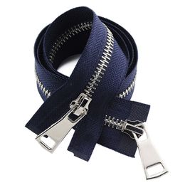 1Pc 5# Zippers Double Slider Metal Zip 70cm 90cm Long Zipper for Coat Jacket DIY Crafts Sewing Clothing Accessories