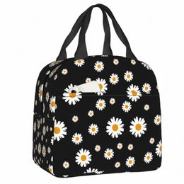 custom Daisy Floral Lunch Bag Women Cooler Thermal Insulated Daisies Fr Lunch Box for Kids School Work Picnic Food Tote Bags z8pb#