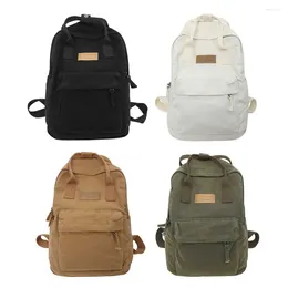 Backpack Vintage College Students Cotton Canvas Casual Laptop Books Bag Large Capacity Solid Color Fashion Knapsack