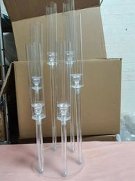 Candle Holders 10pcs Acrylic Holder 5/6 Head Wedding Table Centre Flower Stand Tall Clear Party Street Light Decoration