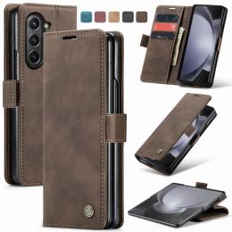 For Samsung Galaxy Z Fold 5 Case Cover Luxury Matte Magnetic Buckle Leather Wallet Shockproof Phone Bag On Zfold 5 Flip Cover