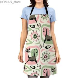 Aprons Aesthetic Women kitchen apron kids original Children Waterproof girl fashionable princess waiter work apron oil proof geometry Y240401GWA7