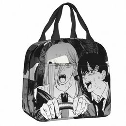 custom Manga Chainsaw Man Lunch Bag Thermal Cooler Insulated Lunch Box for Women Children School Work Picnic Food Tote Ctainer O4KZ#