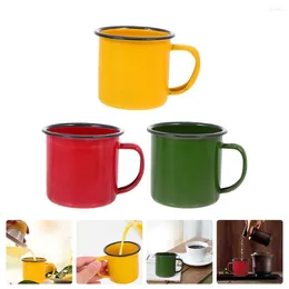 Wine Glasses 3 Pcs Coffee Mug Coloured Enamel Retro Mugs Thickened Water Cups Handle Small Toddlers Milk Home