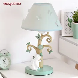 Table Lamps Korean Resin Cartoon Tree Fabric Lamp For Foyer Study Kids Bedroom Bedside Sleeping Night Light Home Desktop Decor