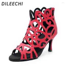 Dance Shoes DILEECHI Latin Women's Waltz Salsa Ballroom Zapatos De Baile Latino Mujer Red Heel 75mm