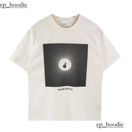 Men's T-shirts Men Women Vintage Heavy Fabric RHUDE BOX PERSPECTIVE Tee Slightly Loose Tops Multicolor Logo Nice Washed 4505