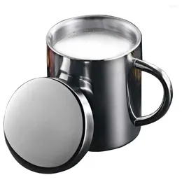 Mugs Double Wall Office Heat Preservation Easy Grip Coffee Mug Kitchen Stainless Steel Bar Large Capacity Milk Thermal Insulated