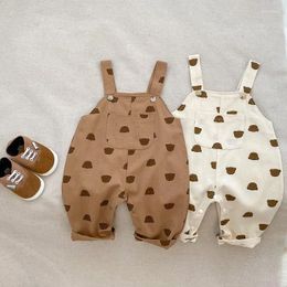 Clothing Sets INS Autumn Born Baby Boy Girl Clothes 0-3Years Long Sleeve Solid T-shirt Tops Bear Pattern Pocket Jumpsuit Playsuit Outfits