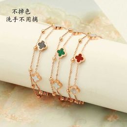 Vans Benmingnian Four Leaf Grass Bracelet Female Light Luxury Small Exquisite and Simple Titanium Steel Rose Gold Sister Chain Forest Series Best Friend Chain