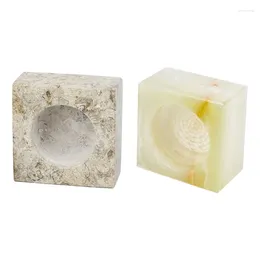 Candle Holders Square Natural Marble Candlestick Holder Decorative Tealight Candleholder