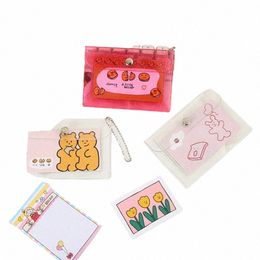 1pcs Transparent PVC Coin Purse with Keyring For Girls Cute Small Wallet ID Card Holder Busin Card Purse k5Cr#