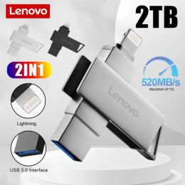 Lenovo 2TB 128GB Lightning Pen Drive USB 3.0 OTG USB Flash Drive For Iphone ipad Android 1TB Pendrive 2 in 1 Memory Stick for PC