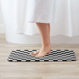 Black and White Grid Print Carpet Rugs for Bedroom Living Room Bathroom Mats Racing Flags Chequered Entrance Door Mat Anti-Slip