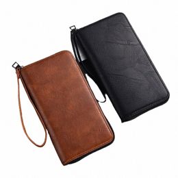 new Arrival PU Leather Men Wallets Large Capacity Driver License Phe Wallet Casual Male Clutch Lg Zipper Coin Purses Carteir 22NP#