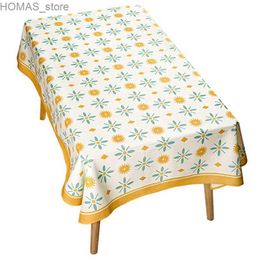 Table Cloth Yellow Flower Series Rectangle Tablecloth Holiday Party Decor Reusable Waterproof Tablecloth Kitchen Dining Table Decorations Y240401