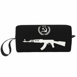 soviet Kv AK-47 Travel Cosmetic Bag Hammer Sickle USSR Communism Retro CCCP Symbol Makeup Toiletry Organizer Dopp Kit m2eL#