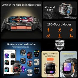 2024 New Durable Military Smart Watch Men Bluetooth Call Custom Dial IP67 Waterproof Compass Sports Smartwatch For Android Ios