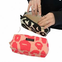 japanese Style Leopard Cosmetic Bag Women Canvas Handbags Purse Organiser Pencil Case Lipstick Bag Makeup Bags Women Leopard Bag i1eC#