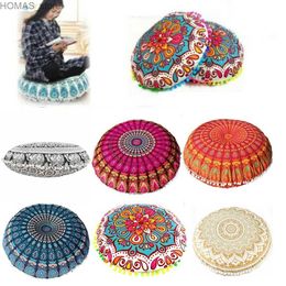 Cushion/Decorative Pillow 43CM Round Cushion Box Mandala Box Bohemian Cushion Cover Floor Cushion Cover Home Y240401