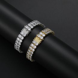 Bracelets 10mm width Bling tennis Chain Brass Hip hop Iced Out Zircon Bracelet Men's Jewelry BB113