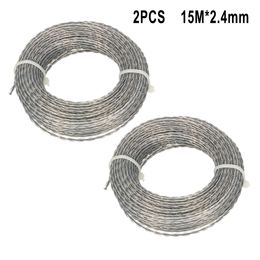 2 Sets Core-reinforced Grass Trimmer Line 2/2.4/2.7/3mm 15m Thread Coil Strimmer Lawn Mower Spool Line