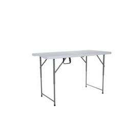 EDEBIBY 4-foot Portable Heavy Duty Practical Folding Table Plastic Dining Table, Indoor Outdoor Camping, Picnic and Party 180- Black (white, 122)