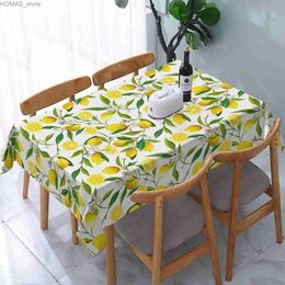Table Cloth Summer Lemon Fruits Floral Rectangle Tablecloth Holiday Party Decorations Reusable Waterproof Tablecloths Kitchen Table Decor Y240401