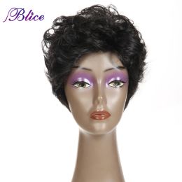 Wigs Blice Synthetic Short Wigs For Women Machine Made Natural Wave Black And Omber Mixed Hair Wig With Adjustable Cap