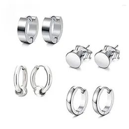 Stud Earrings Fashion Round Shaped Stainless Steel Earring Sets For Women Girls Classic Punk Circle Ear Jewellery 4 Pairs