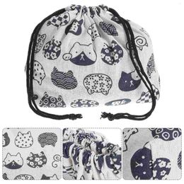 Dinnerware Thickened Lunch Box Cute Makeup Bag Japanese Style Drawstring With Cotton And Portable Children Travel