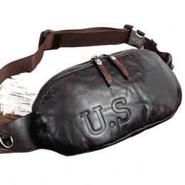 simline Genuine Leather Waist Bag For Men Male Cowhide Vintage Casual Small Shoulder Crossbody Bags Travel Chest Bag Pack Pouch f3Op#