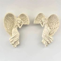 Sculptures 2023 Creative Angel Wings Statue Resin Sculpture Doorframe Decoration Awakening Angel Wings Hanging Decoration Doorframe Statue