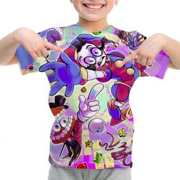 Children's T-Shirts The Amazing Digital Circus T-shirt Boys Girls Anime Tee Summer Short Sleeve Clothes Kids T Shirt 4-14 Years