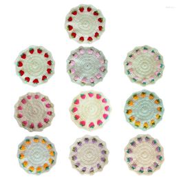 Table Mats Strawberry Yarn Insulation Cup Pad Woven Round Tableware Placemat Dish Mat