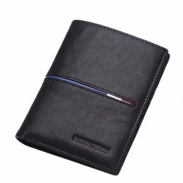 bison DENIM Brand Genuine First Layer Leather Short Wallet Busin Classic Purse Men's Wallet Cards Holder Casual Purse N4437-2 32HF#