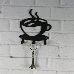 Hooks Door Hook Metal Black Coffee Cup Shaped Key Holder Bathroom Wall Mount Rack Decor Hanger Organizer