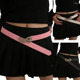 Belts Girls 2000s Belt For Women Casual Rhinestones Butterfly Buckle Jeans Pants Teens Wear Decorative