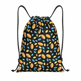 Colourful Rugby Pattern Drawstring Backpack Women Men Gym Sport Sackpack Foldable Training Bag Sack J8qL#