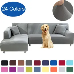 Chair Covers Solid Colour Corner Sofa For Living Room Set Elastic Cover L Shaped Stretch Furniture Protector 1 2 3 4 Seat Pet