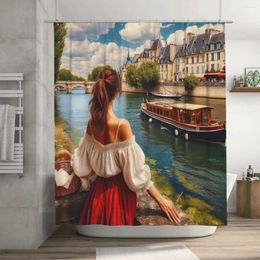 Shower Curtains By The River Seine Curtain 72x72in With Hooks Personalised Pattern Lover's Gift