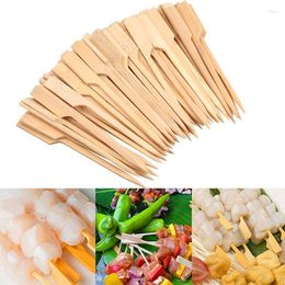 Tools 100Pcs Disposable Bamboo Sticks Barbecue Natural BBQ Skewers Camping Party For Kabob Fruit Cocktail