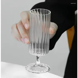 Wine Glasses 1 Piece Vintage Ribbed Glass Goblet Nordic Champagne Flutes White Sniffer Cup Glassware For Wedding Events