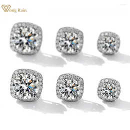 Stud Earrings Wong Rain 925 Sterling Silver VVS1 3EX D Colour Round Cut 5-8MM Real Moissanite Diamonds Women Ear Studs Jewellery