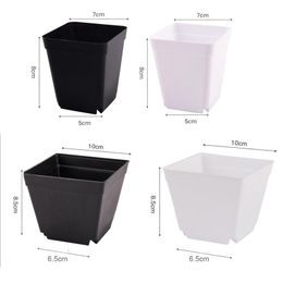 Avilable Thicken Mini Flower Pots Planters Plastic Creative Small Square Nursery Pot Garden Desk Home Office Decoration