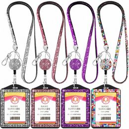 badge Reel Card Cover Rhineste Badge Holder Crystal Retractable Lanyards Work Card Case ID Name Badges Protector Case l8Us#