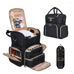 Storage Bags Double Layer Nail Polish Bag Portable 2 Removable Makeup Organizers Multiple Sections Large Capacity