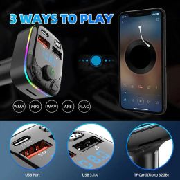 Car Bluetooth 5.0 FM Transmitter PD Type-C Dual USB Fast Ambient Light Modulator 3.1A Colorful Player Charger Handsfree MP3 N4M1